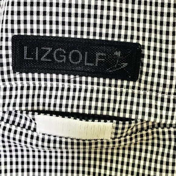 LIZGOLF Liz Claiborne Black White Pull-Over Gingham Wind Breaker Jacket Small - Picture 5 of 9